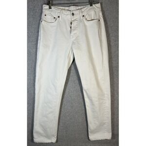 Buck Mason Ford Std White Button Fly Straight Denim Pants Thick 29 X 28 Actual